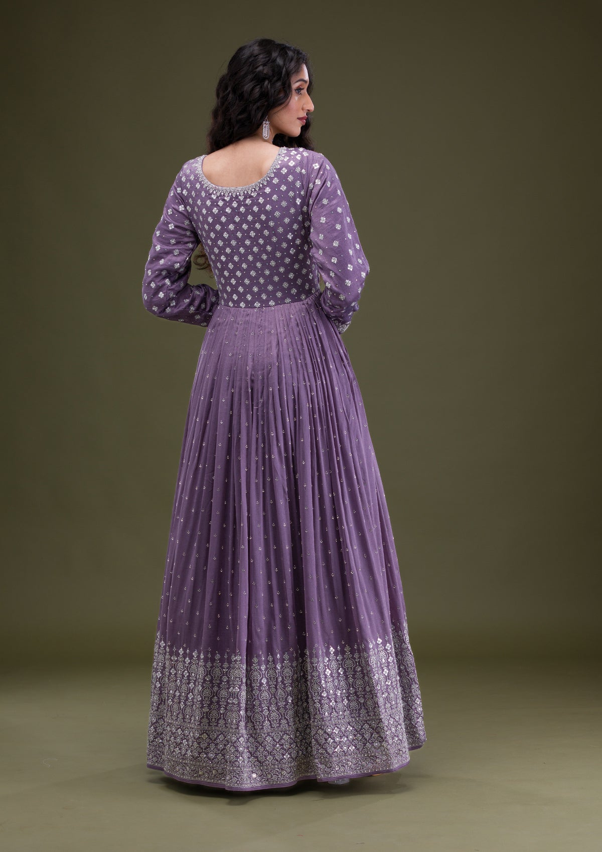 Lavender Zariwork Georgette Readymade Salwar Suit