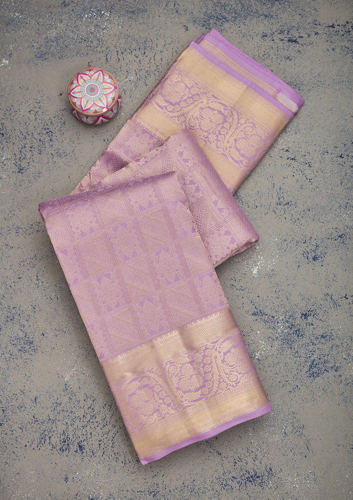 Lavender Zariwork Pure Silk Saree