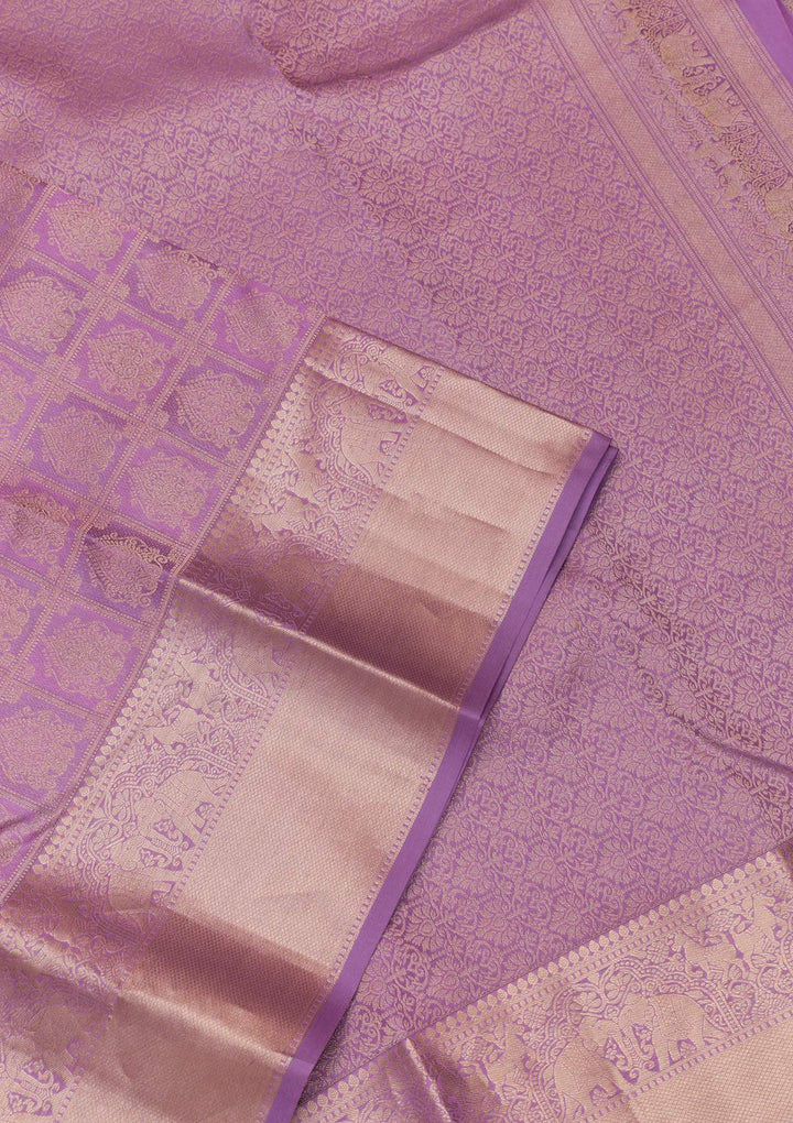 Lavender Zariwork Kanjivaram Pure Silk Saree