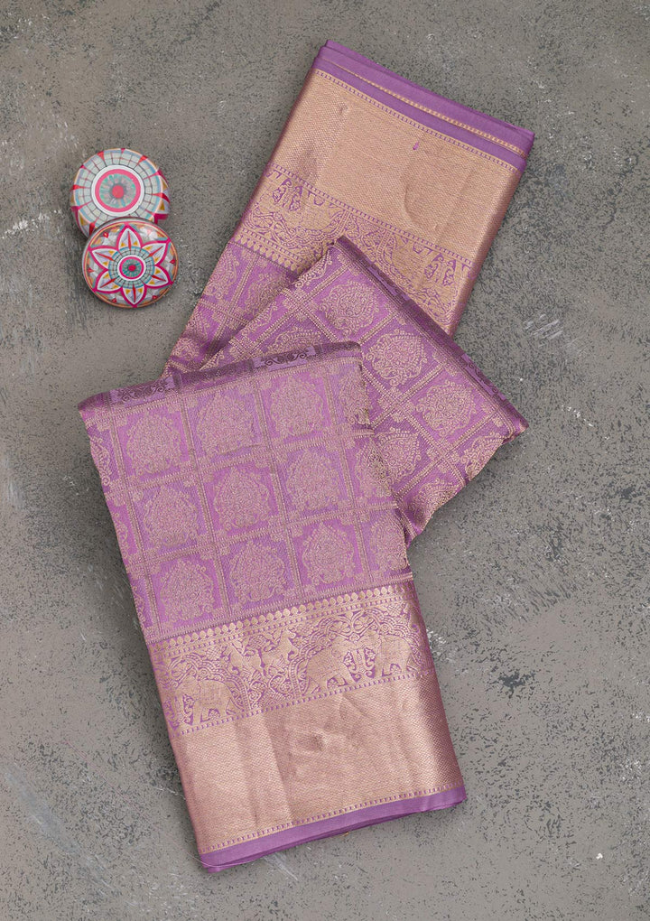 Lavender Zariwork Kanjivaram Pure Silk Saree