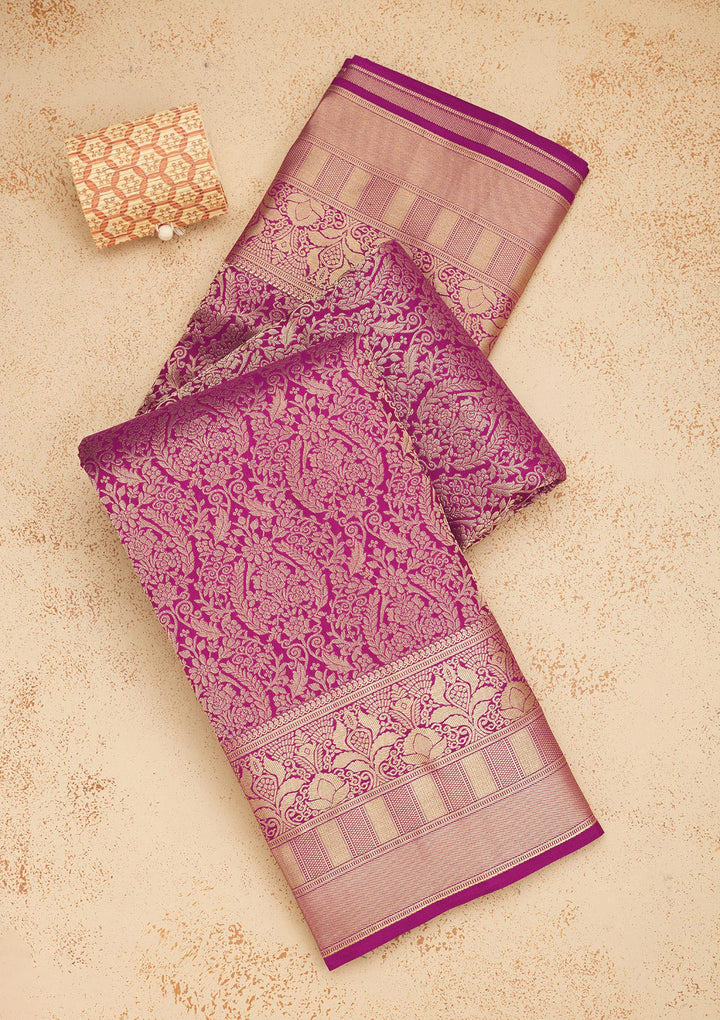 Lavender Zariwork Pure Silk Saree