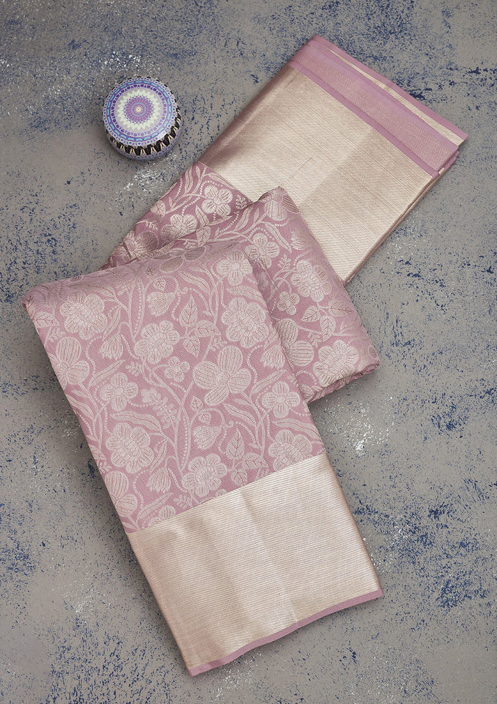 Lavender Zariwork Pure Silk Saree