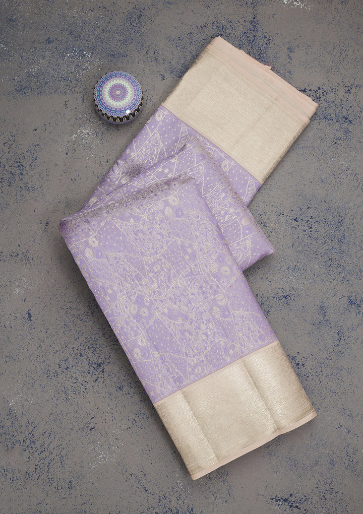 Lavender Zariwork Pure Silk Saree