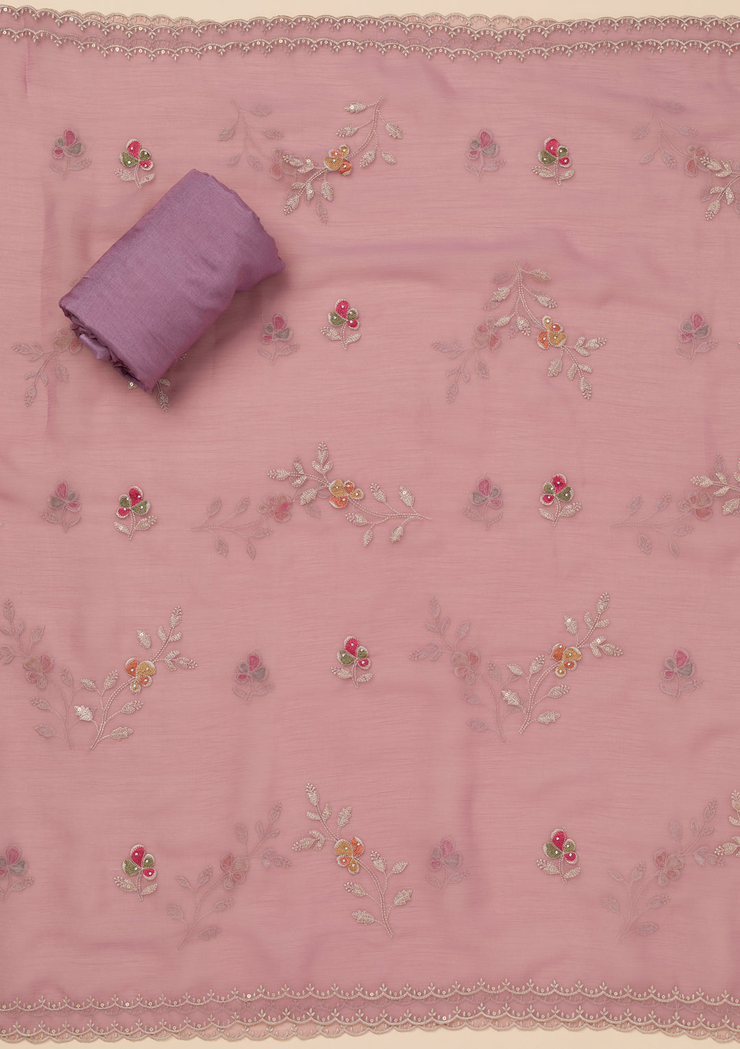 Lavender Zariwork Tissue Unstitched Salwar Suit