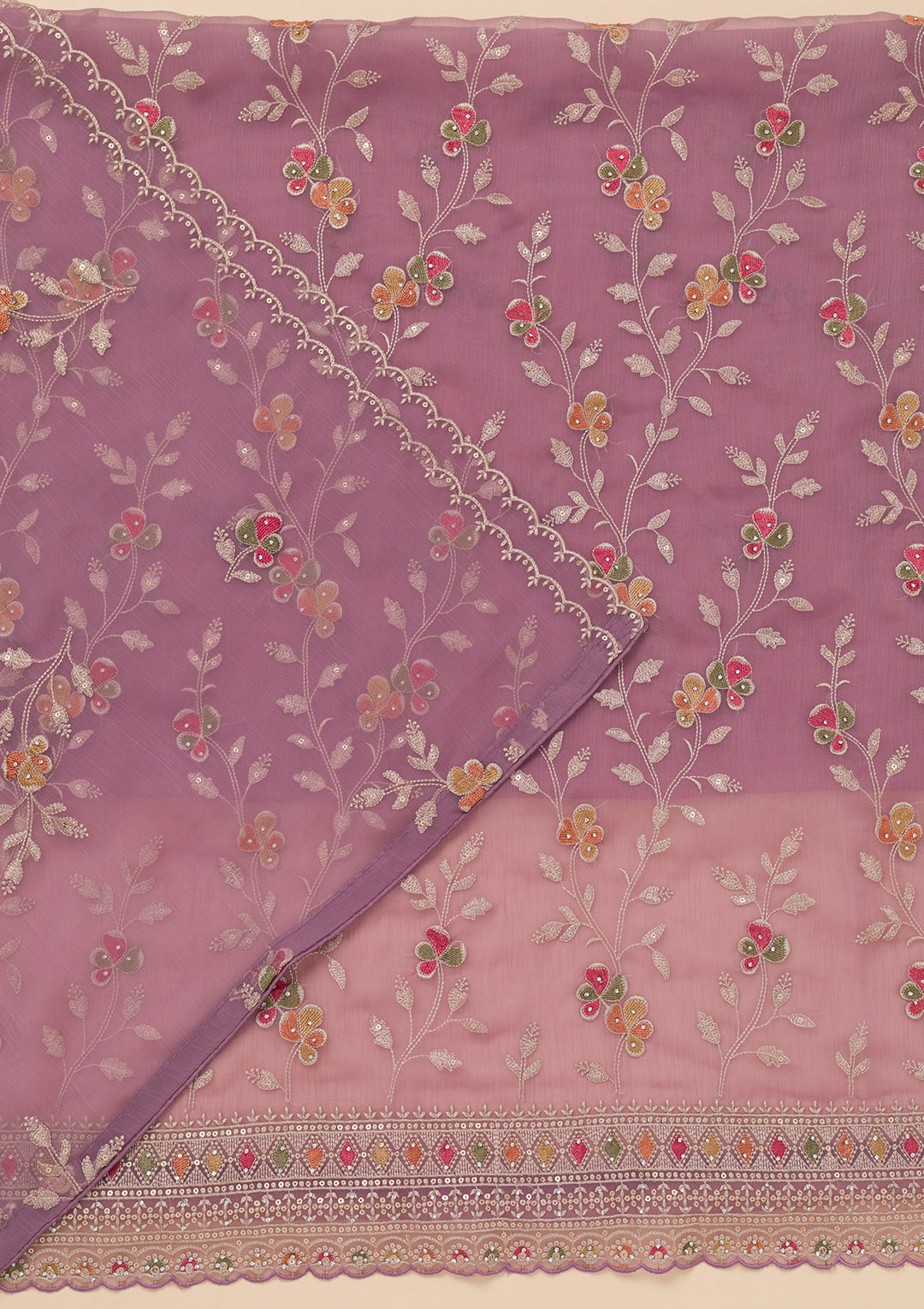 Lavender Zariwork Tissue Unstitched Salwar Suit