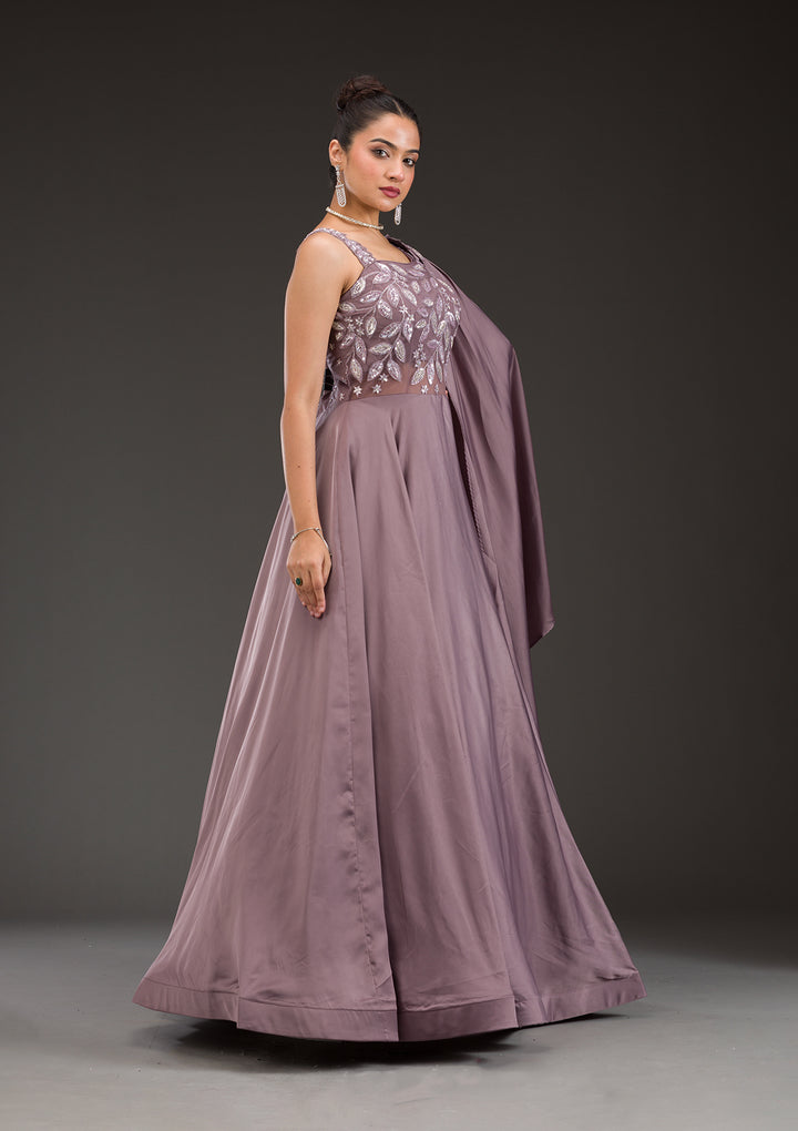 Light Brown Stonework Satin Gown