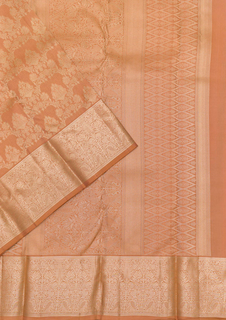 Light Brown Zariwork Pure Silk Saree