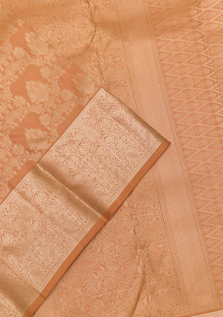 Light Brown Zariwork Pure Silk Saree