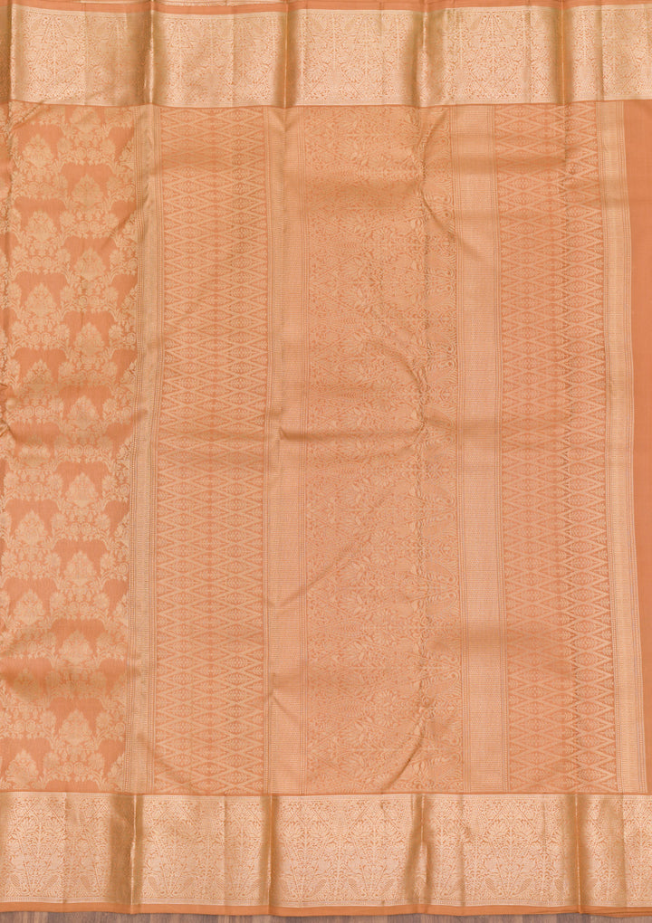 Light Brown Zariwork Pure Silk Saree