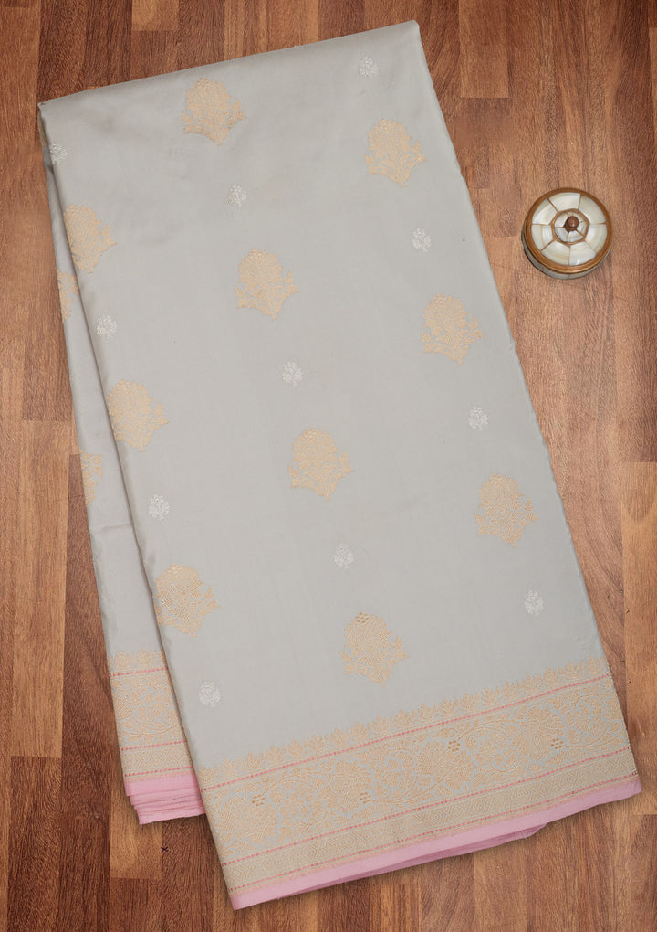 Light Grey Zariwork Pure Silk Saree