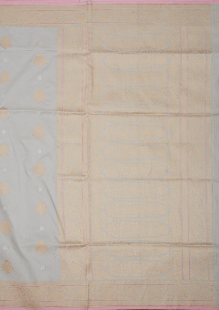 Light Grey Zariwork Pure Silk Saree