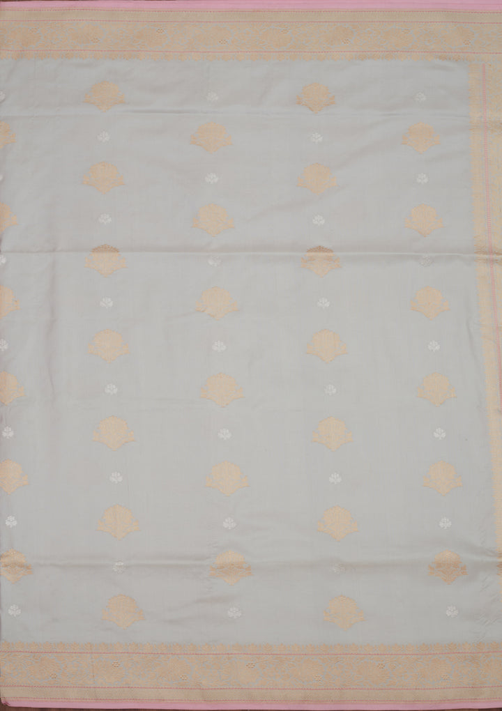 Light Grey Zariwork Pure Silk Saree