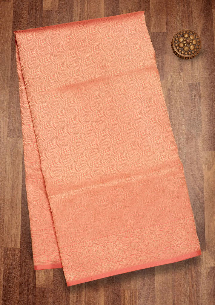 Light Peach Zariwork Pure Silk Saree