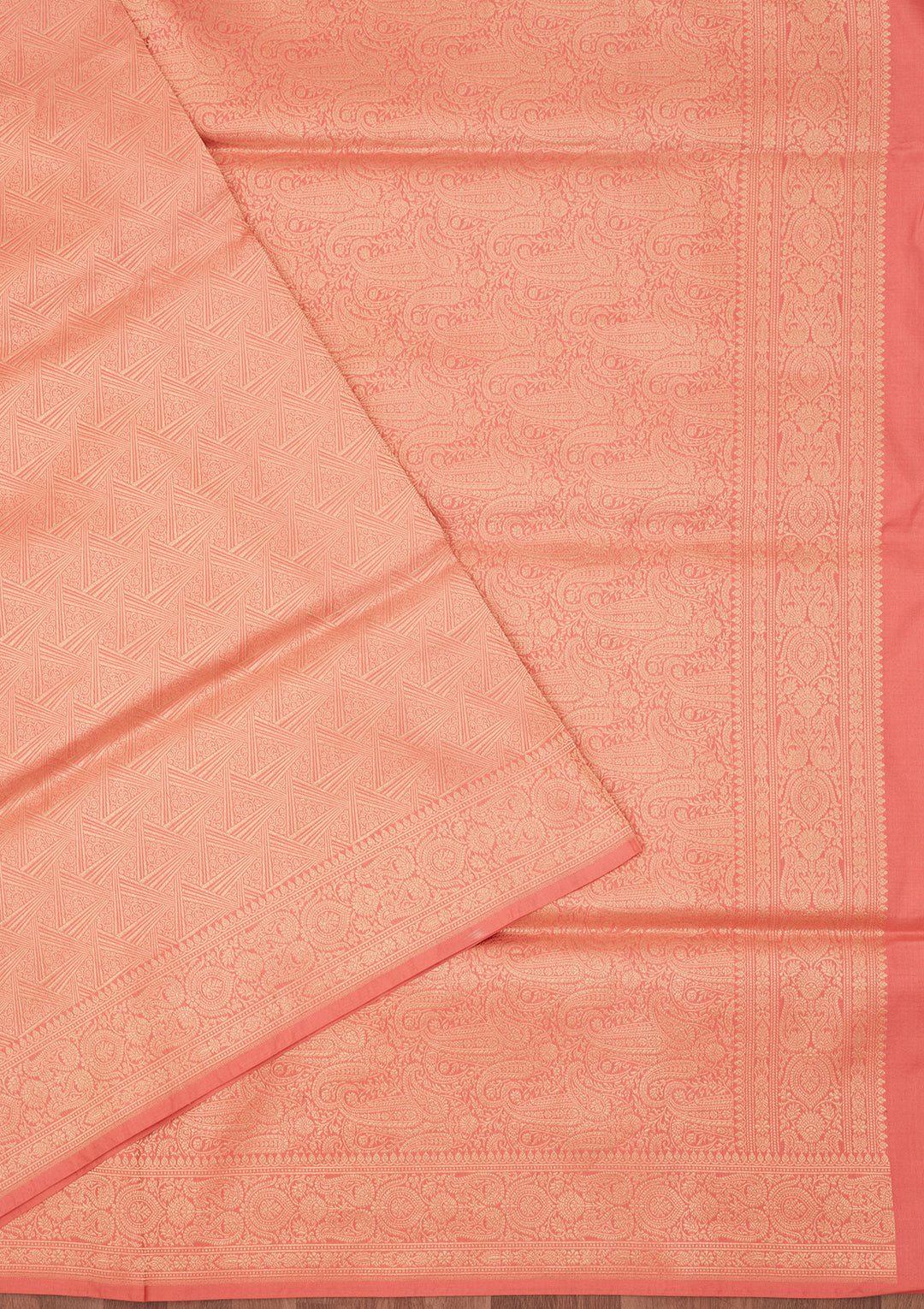 Light Peach Zariwork Pure Silk Saree