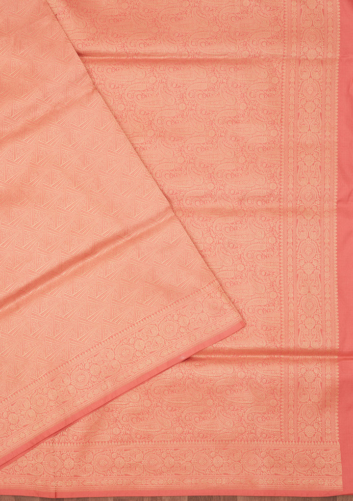 Light Peach Zariwork Pure Silk Saree