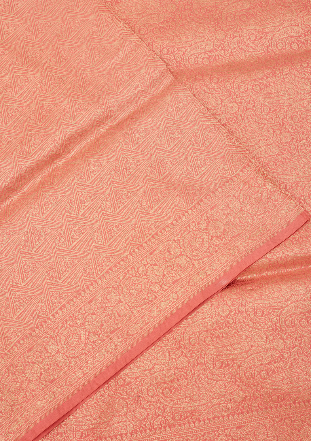 Light Peach Zariwork Pure Silk Saree