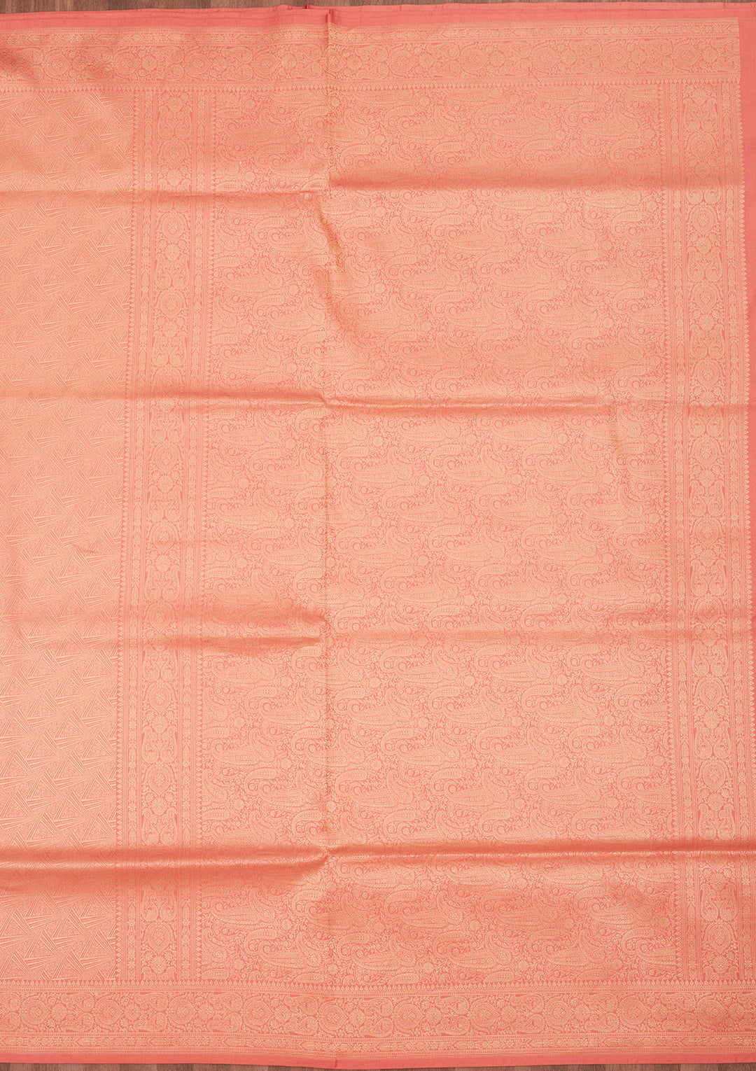 Light Peach Zariwork Pure Silk Saree