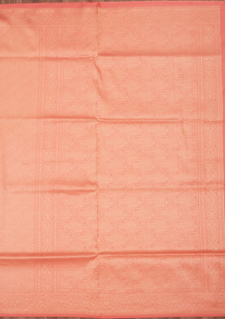Light Peach Zariwork Pure Silk Saree