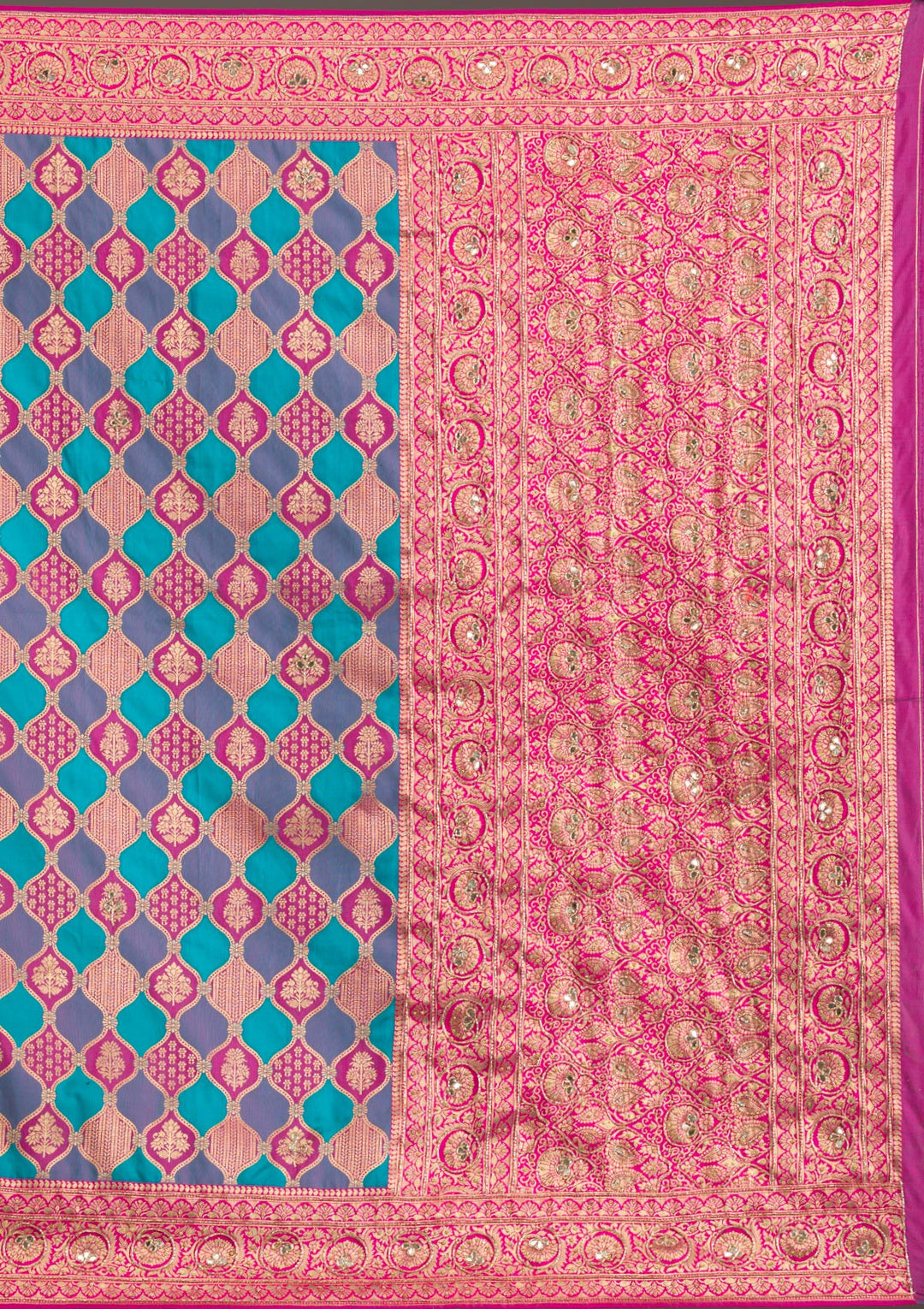 Magenta Pink Cutdana Art Silk Saree