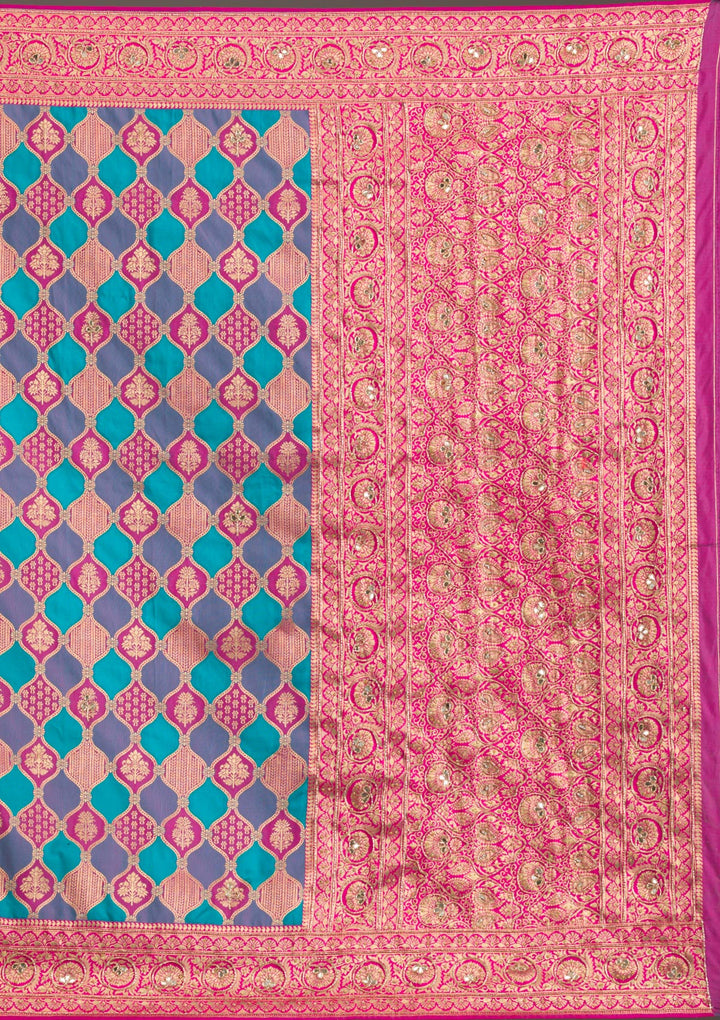 Magenta Pink Cutdana Art Silk Saree