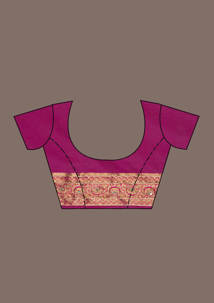 Magenta Pink Cutdana Art Silk Saree