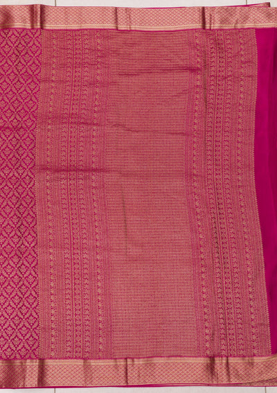 Magenta Pink Zariwork Pure Silk Saree
