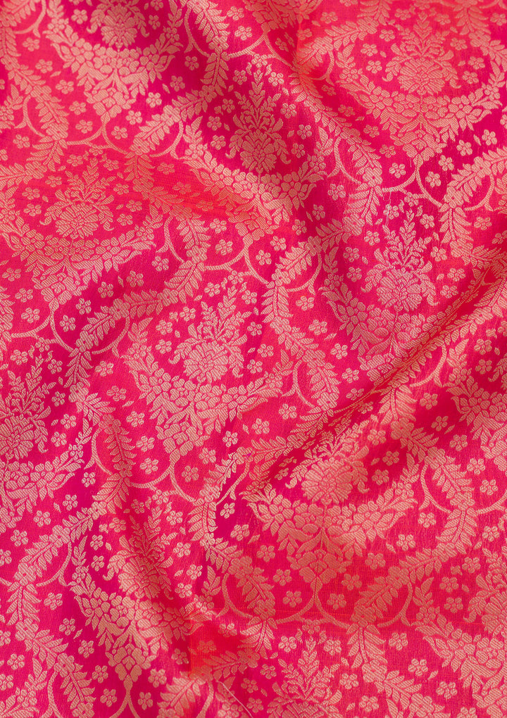 Magenta Pink Zariwork Pure Silk Saree
