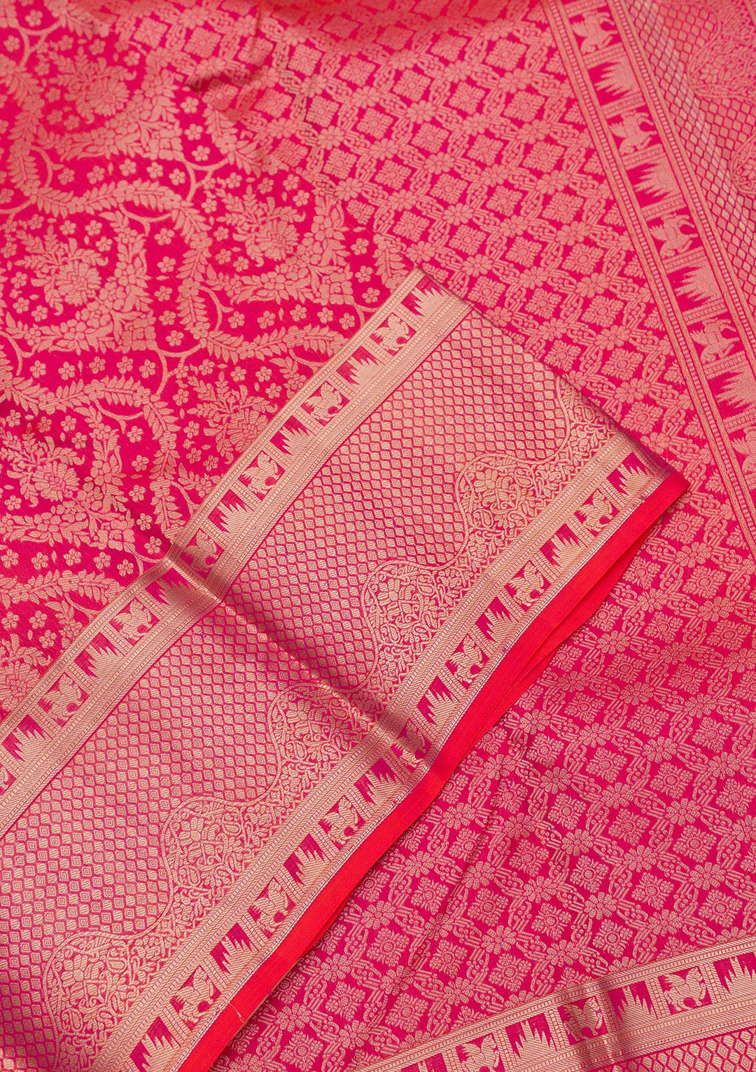 Magenta Pink Zariwork Pure Silk Saree