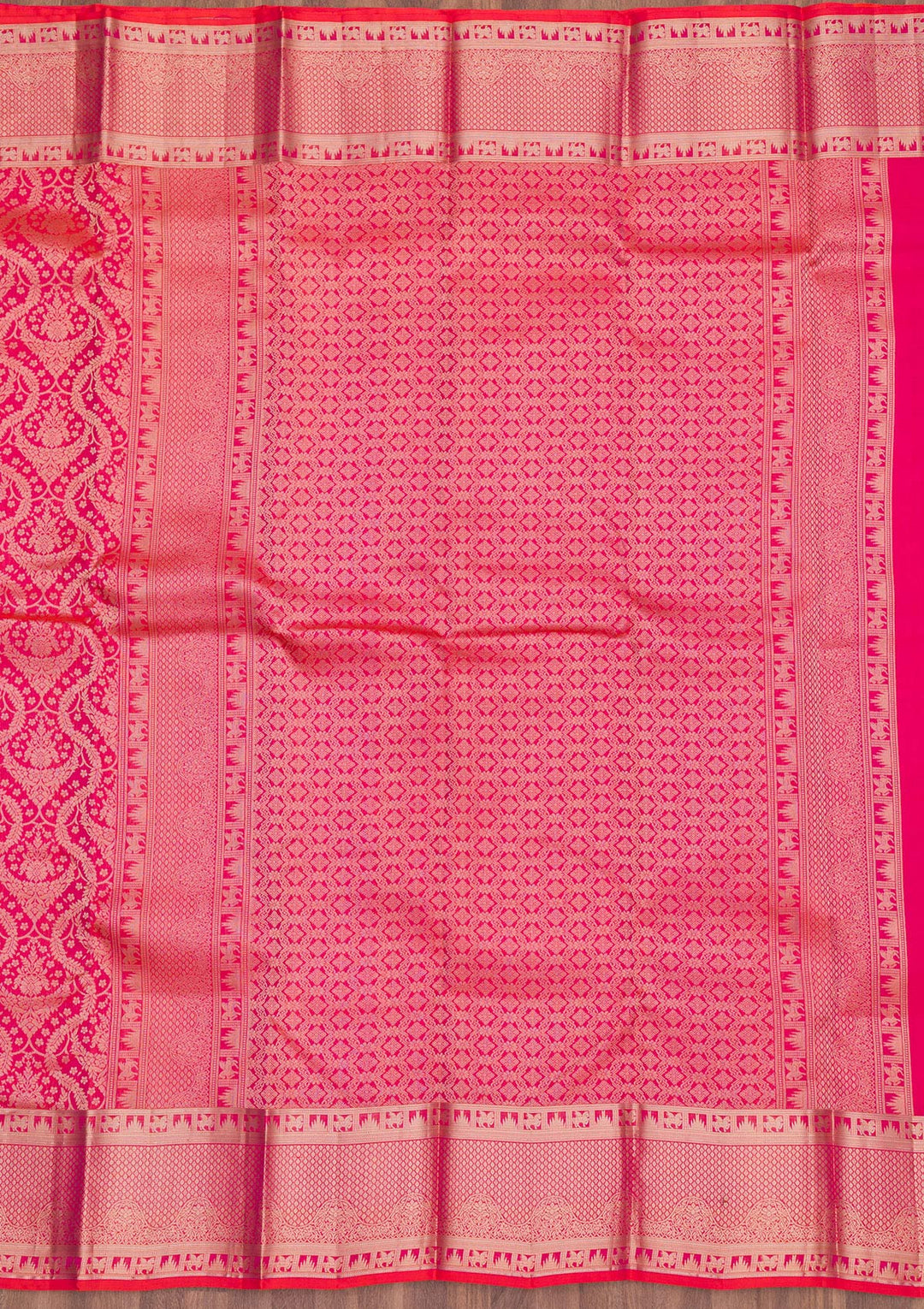 Magenta Pink Zariwork Pure Silk Saree