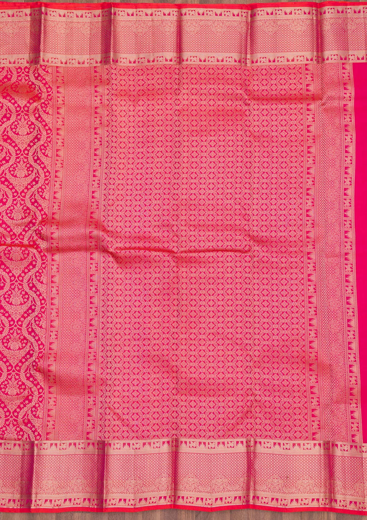Magenta Pink Zariwork Pure Silk Saree