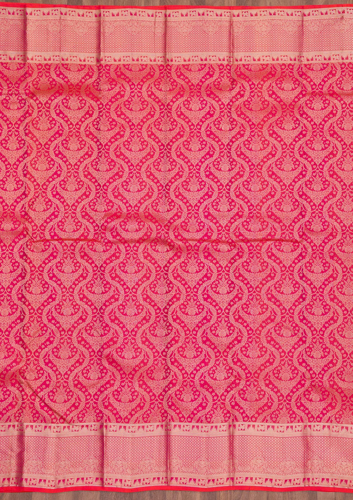 Magenta Pink Zariwork Pure Silk Saree