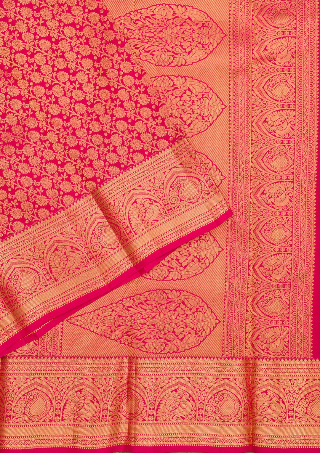 Magenta Pink Zariwork Pure Silk Saree