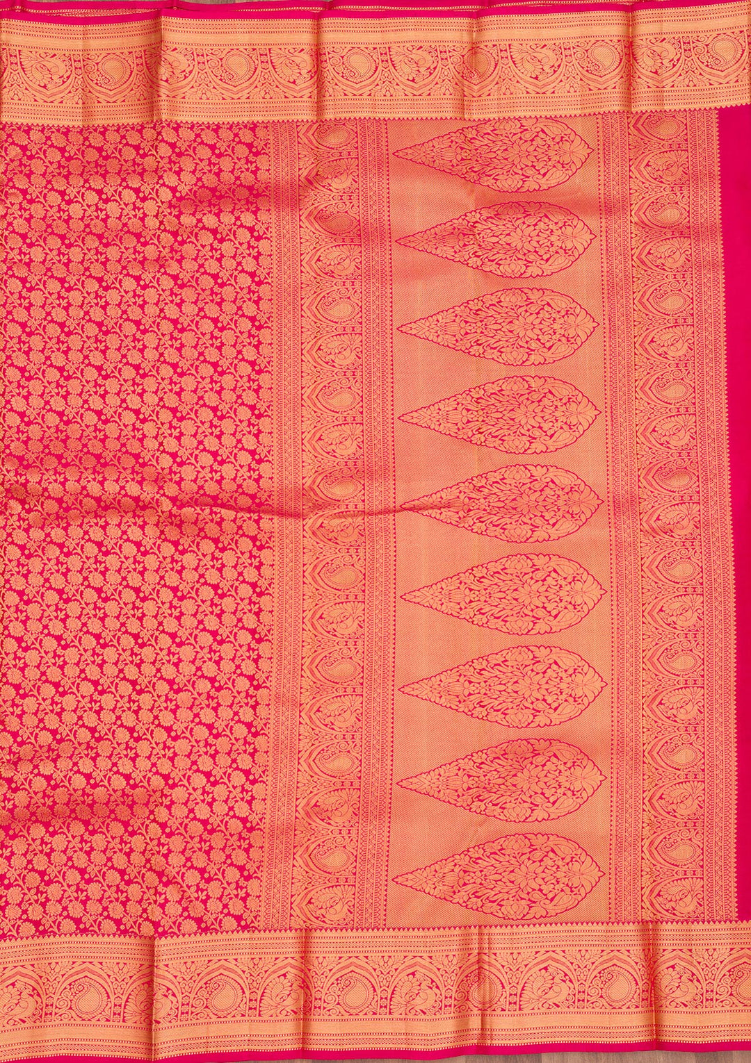 Magenta Pink Zariwork Pure Silk Saree