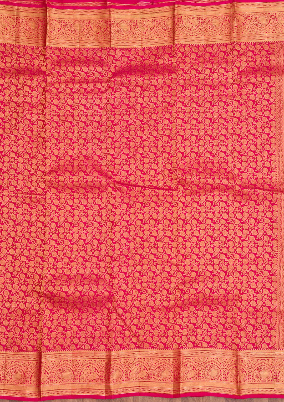 Magenta Pink Zariwork Pure Silk Saree