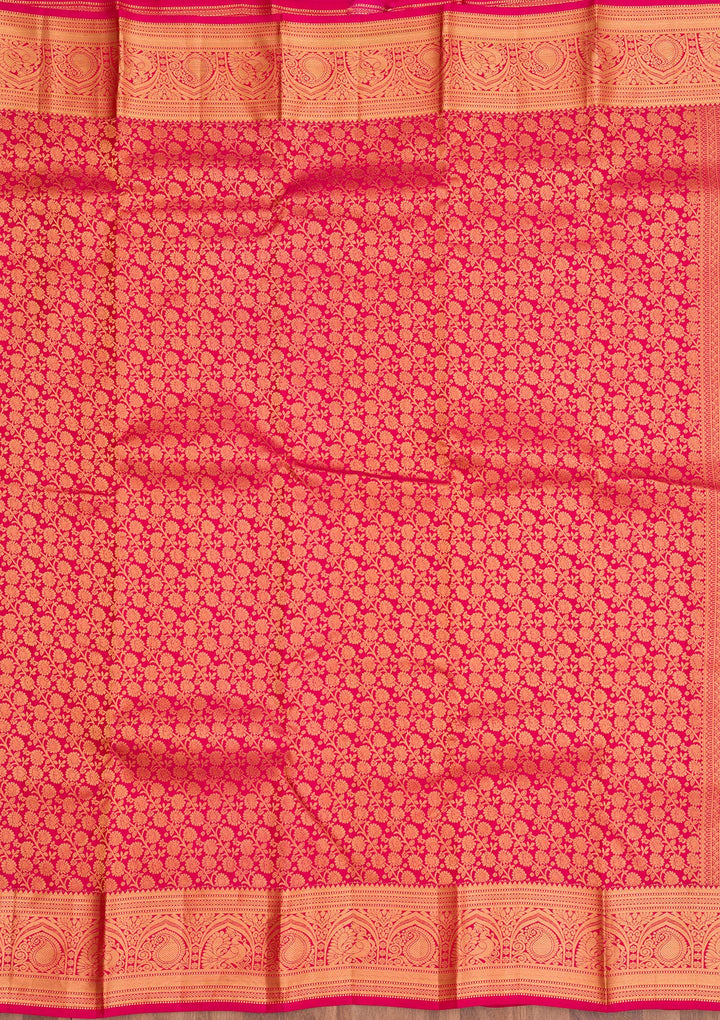 Magenta Pink Zariwork Pure Silk Saree