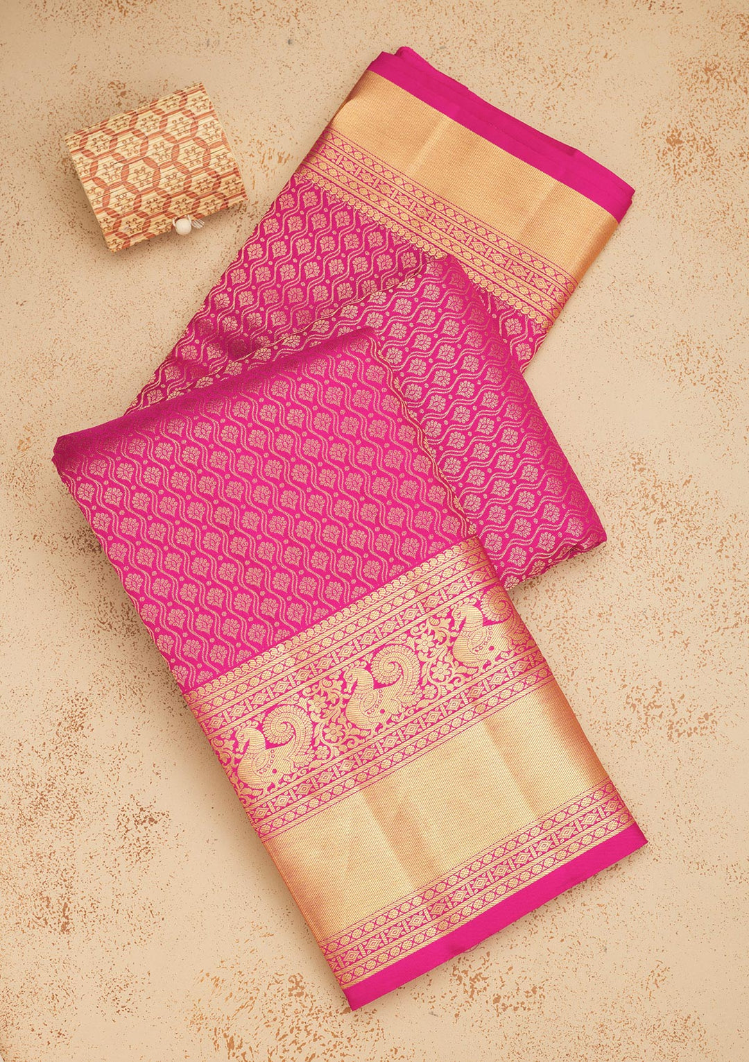 Magenta Pink Zariwork Pure Silk Saree