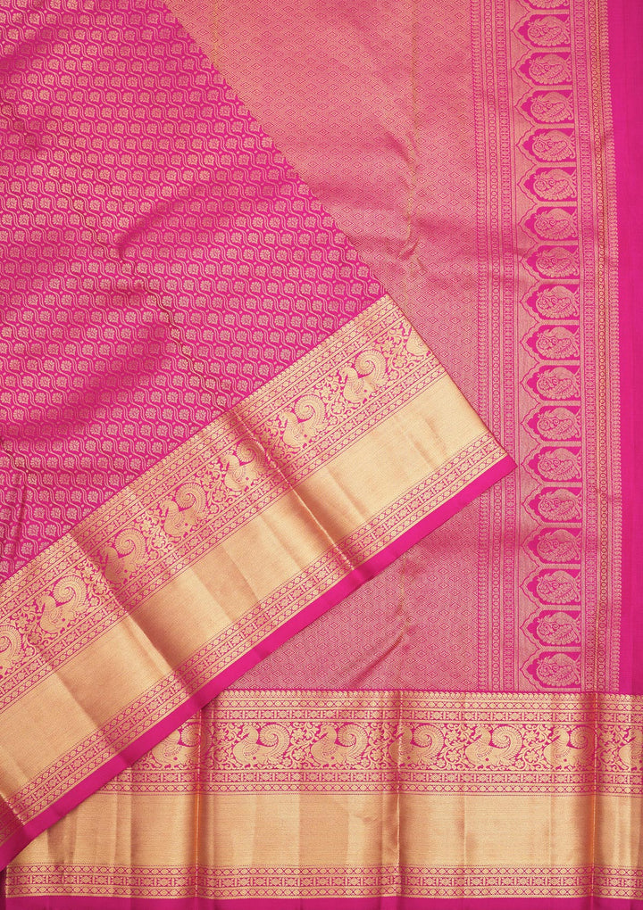 Magenta Pink Zariwork Pure Silk Saree
