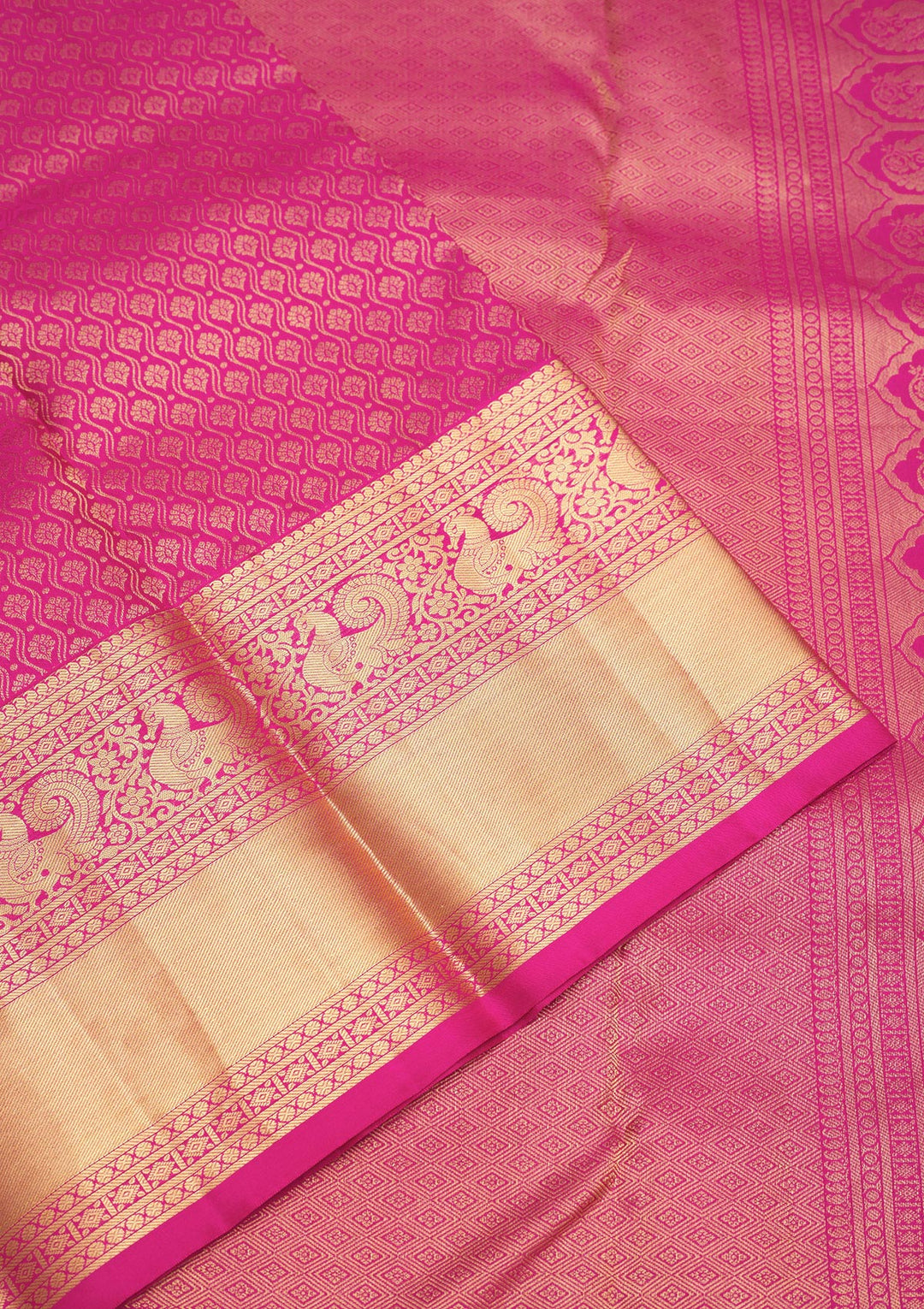 Magenta Pink Zariwork Pure Silk Saree