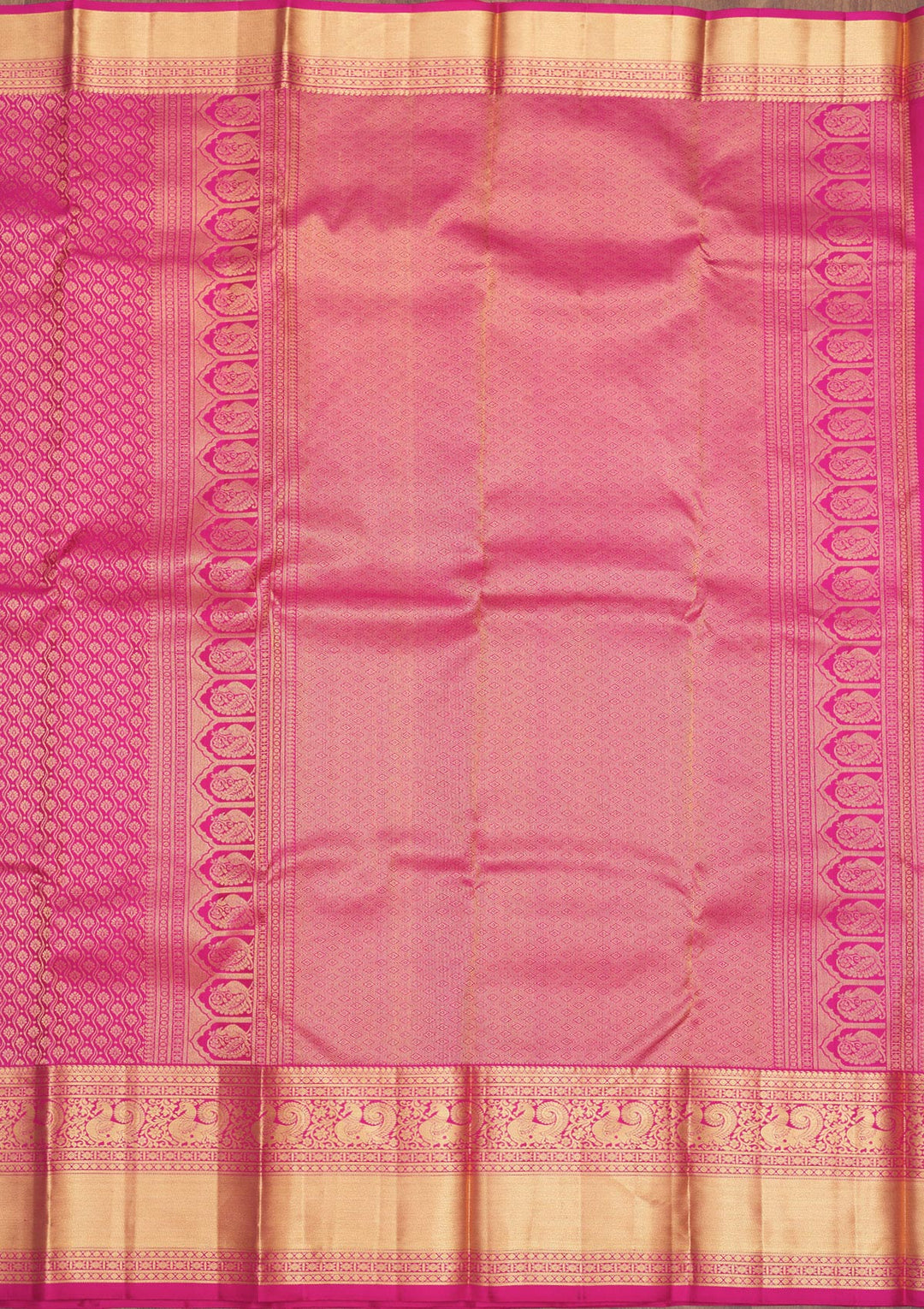 Magenta Pink Zariwork Pure Silk Saree