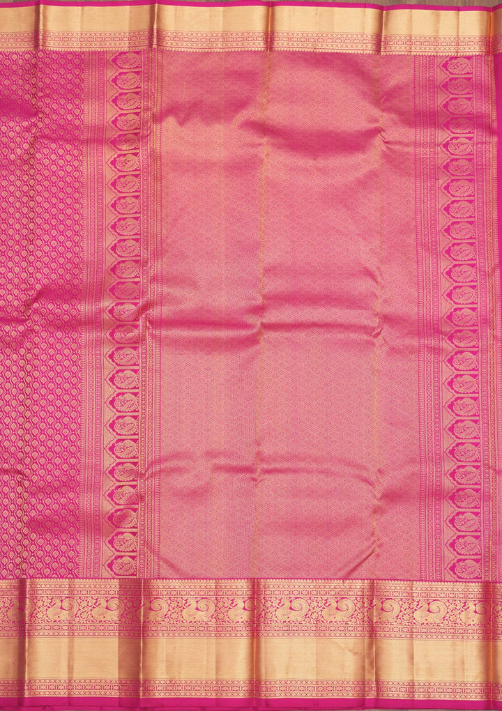 Magenta Pink Zariwork Pure Silk Saree