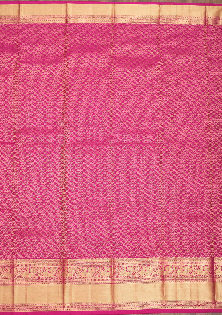 Magenta Pink Zariwork Pure Silk Saree
