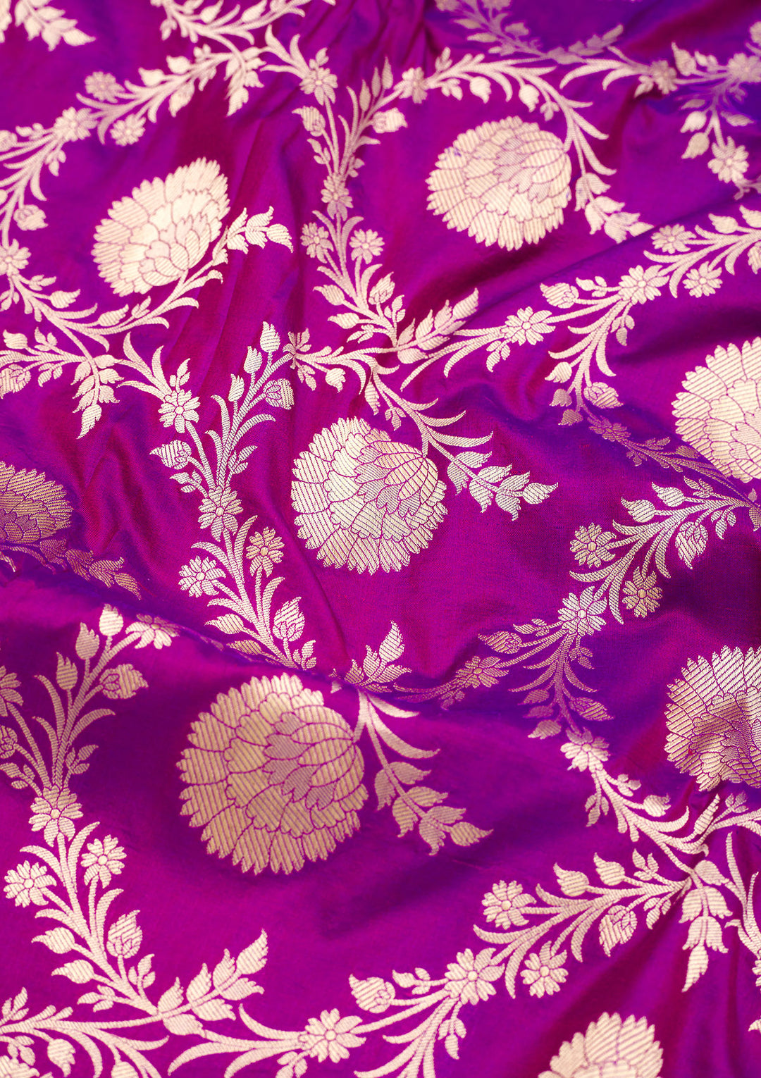 Magenta Pink Zariwork Pure Silk Saree