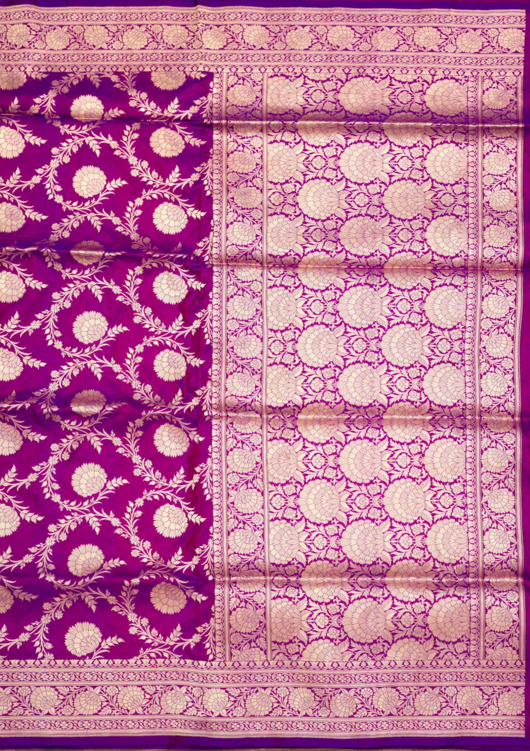 Magenta Pink Zariwork Pure Silk Saree