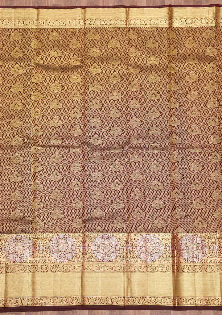 Maroon Zariwork Pure Silk Saree