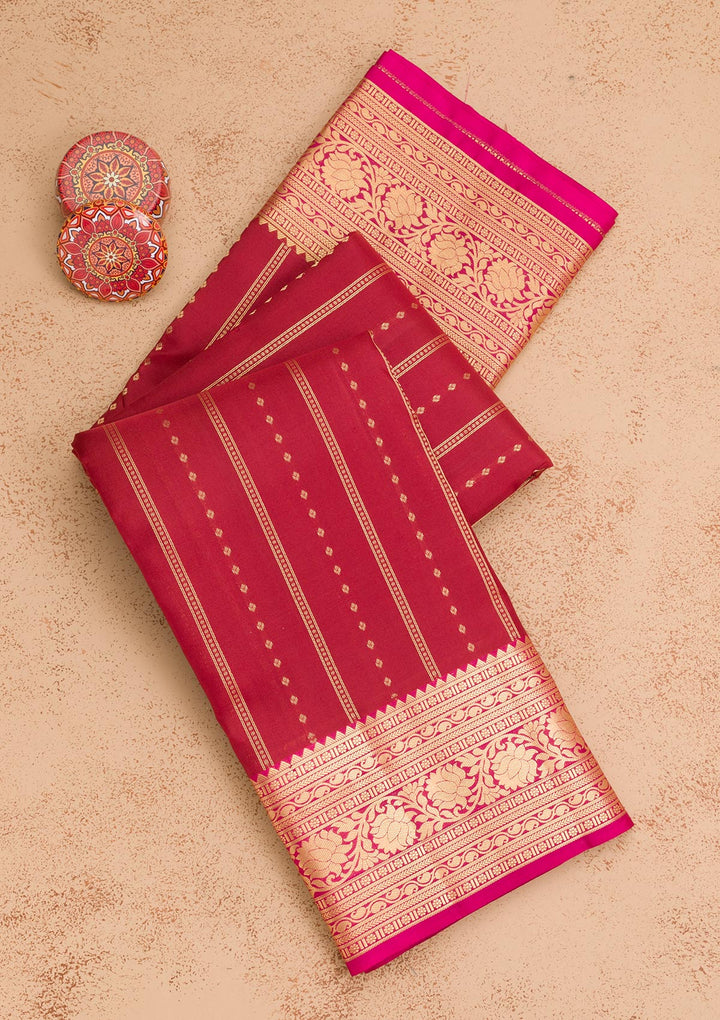 Maroon Zariwork Pure Silk Saree