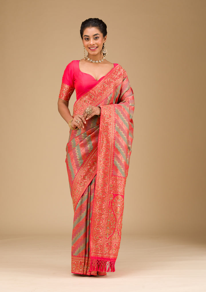 Mauve Cutdana Art Silk Saree