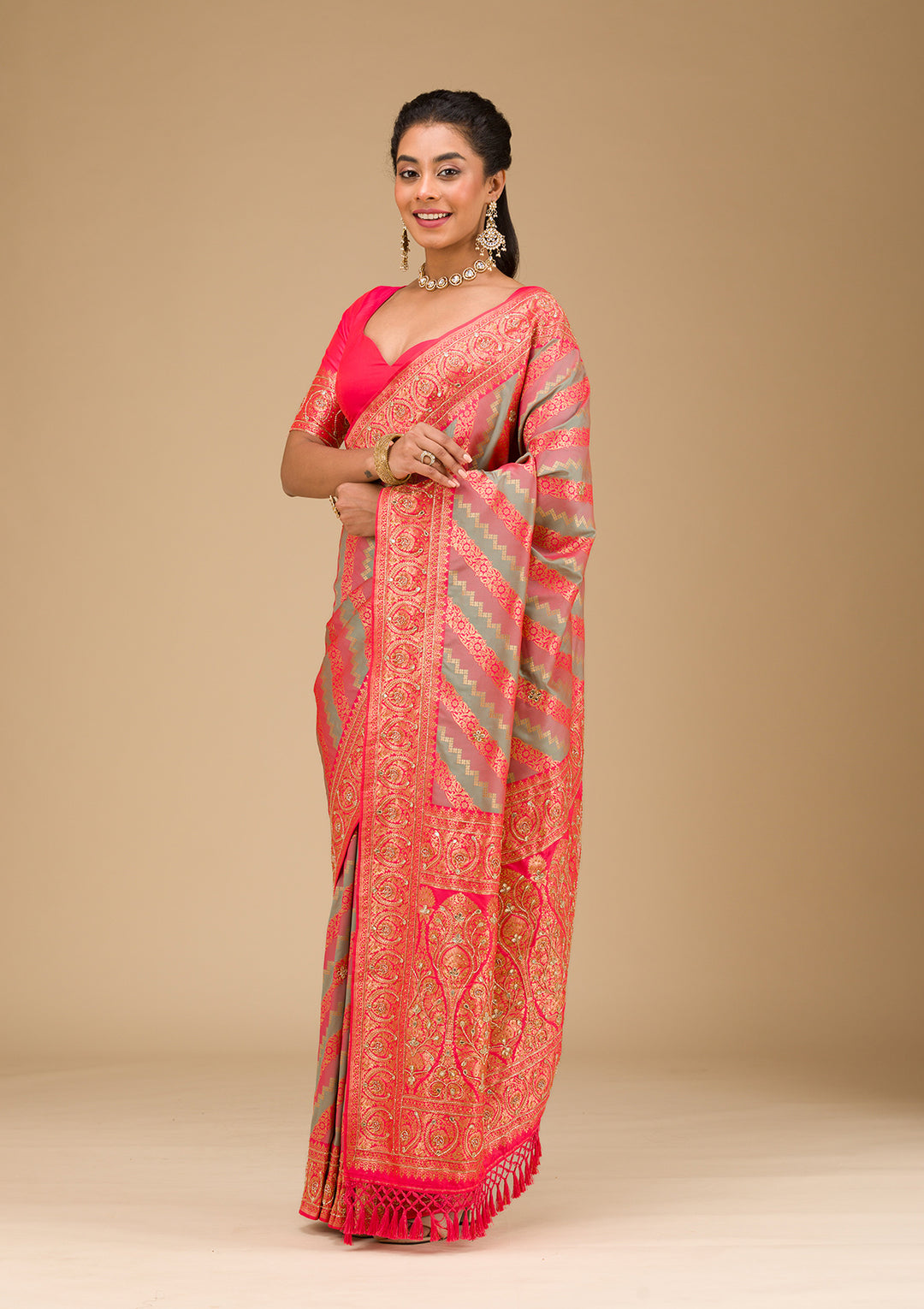 Mauve Cutdana Art Silk Saree