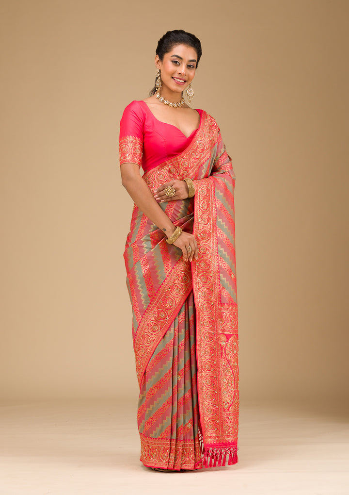 Mauve Cutdana Art Silk Saree