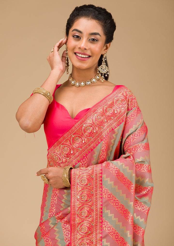 Mauve Cutdana Art Silk Saree