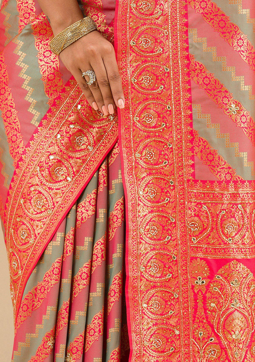Mauve Cutdana Art Silk Saree